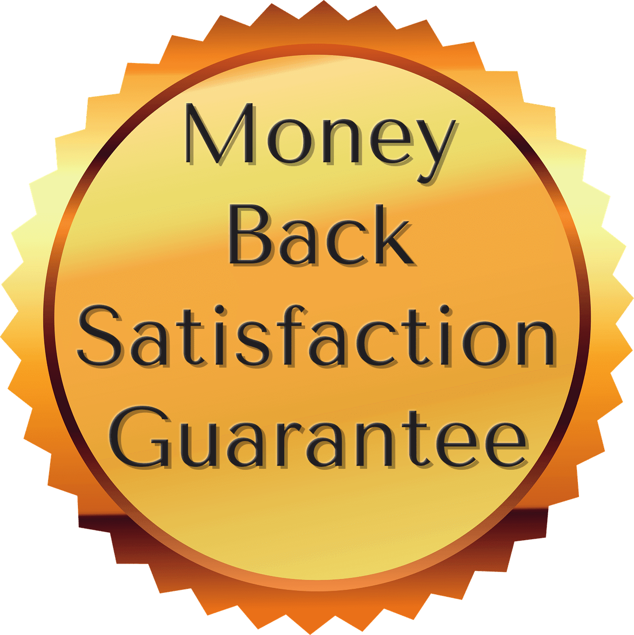 An image of a seal that reads "Money Back Satisfaction Guarantee".